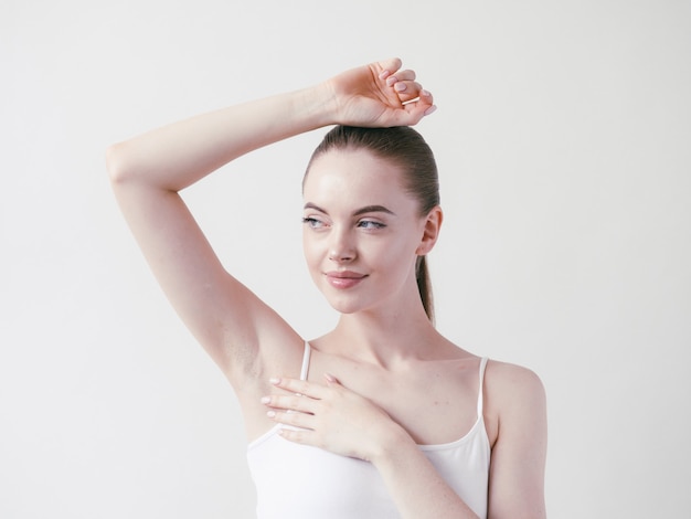 Armpits woman beautiful body depilation arms up female beauty