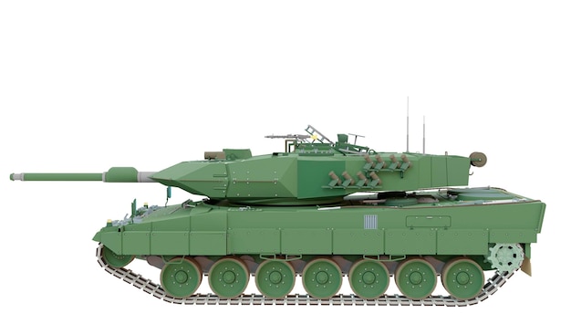 Army tank leopard 2a4 main tank for armored infantry and cavalry units with white background 3d rendering