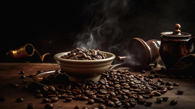 Aroma of freshly brewed coffee beans AI generated