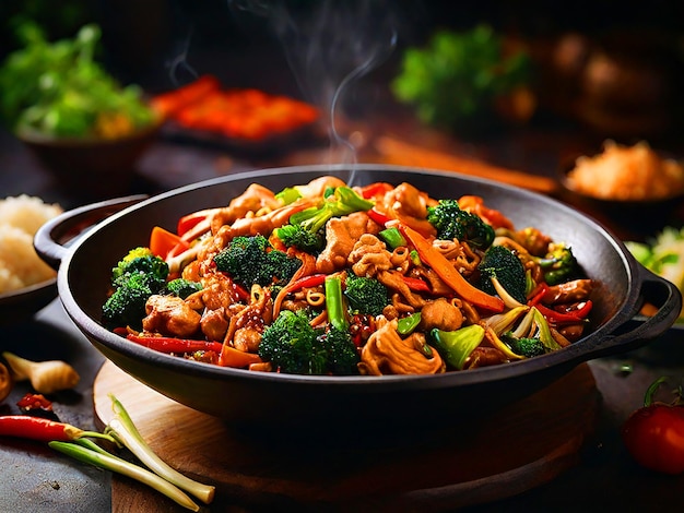 Photo aroma of the vegetables this prompt captures the essence of stirfrying in all its glory the image