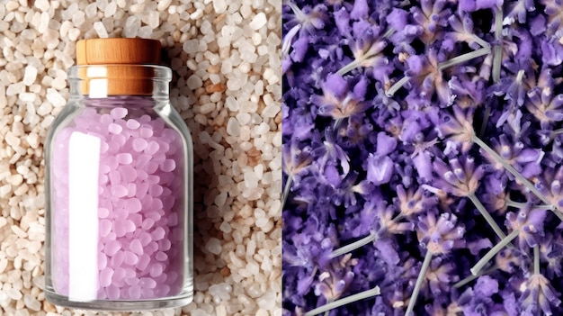 Aromatherapy Lavender Bath Salt and Massage Oil for Unwinding AI generated