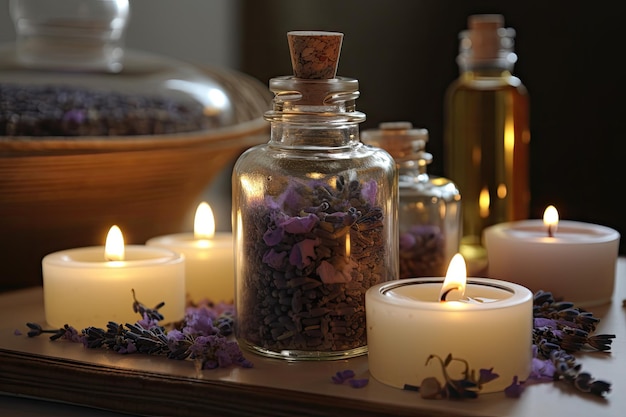 Aromatherapy massage with the scent of lavender and geranium filling the room