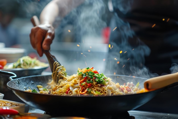 Aromatic Asian restaurant cooking Generate Ai