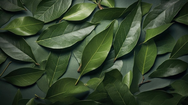 Aromatic Bay leaves Spice Horizontal Background