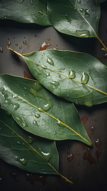 Aromatic Bay leaves Spice Vertical Background