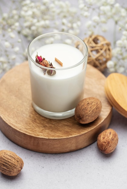 Aromatic candle on the table