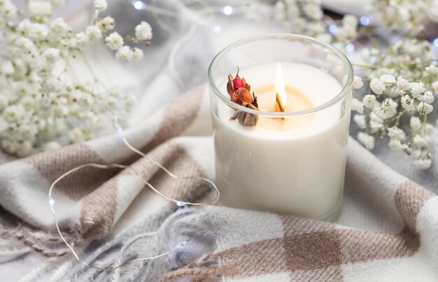 Aromatic candle on the table