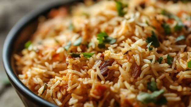 Aromatic Chicken Biryani Served in a Black Bowl