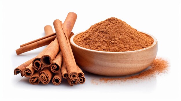 aromatic cinnamon powder with sticks