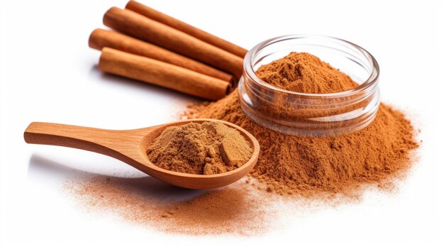 aromatic cinnamon powder with sticks