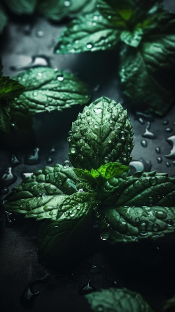 Aromatic Mint Herbs Vertical Background