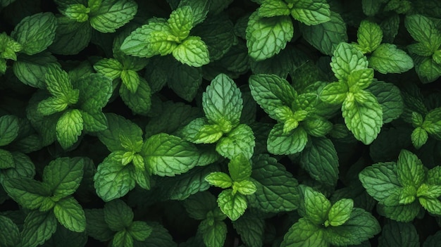 Aromatic peppermint herbs horizontal background