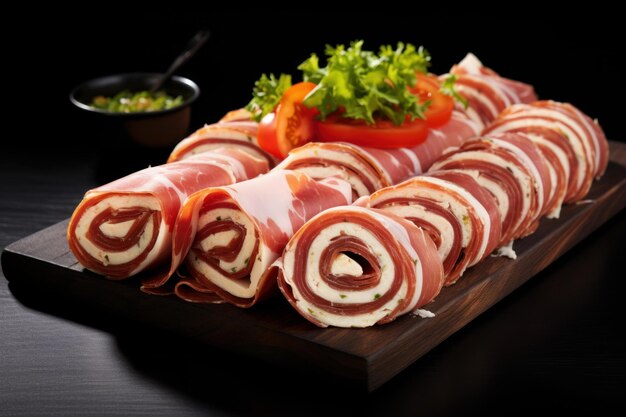 Aromatic Rolled sliced jamon Generate Ai