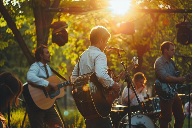 Photo arrange a pentecost live music event outdoors ar generative ai