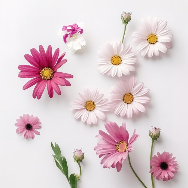 arranged flowers on a pale background mockup