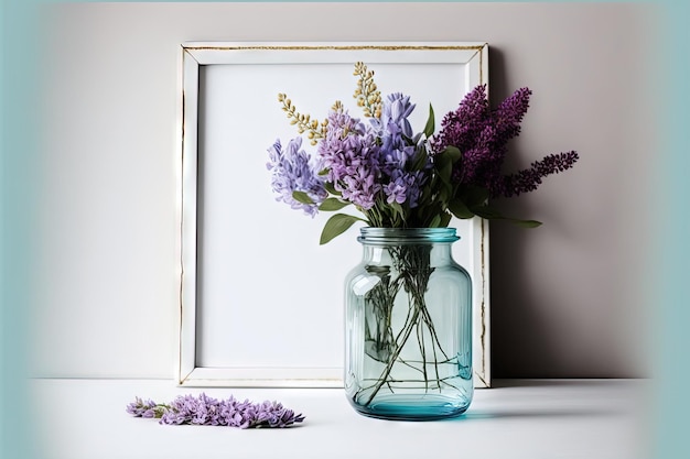 Arrangement of blue and purple flowers