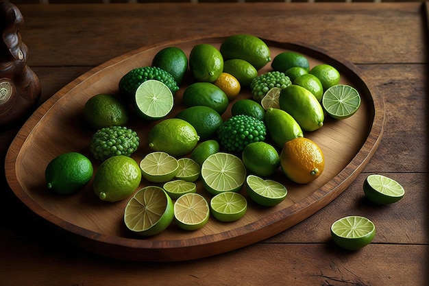 Arrangement of excellent fresh finger limes on a table