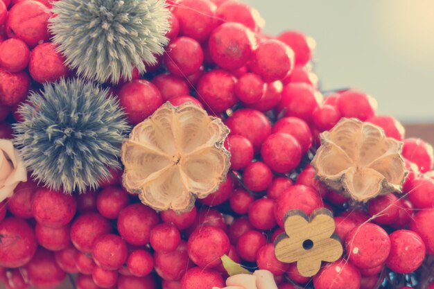 Arrangement of flowers and rowan