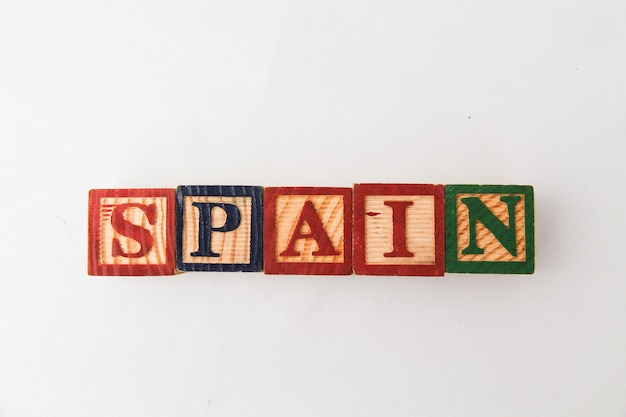 Photo the arrangement of letters forms one word, "spain"