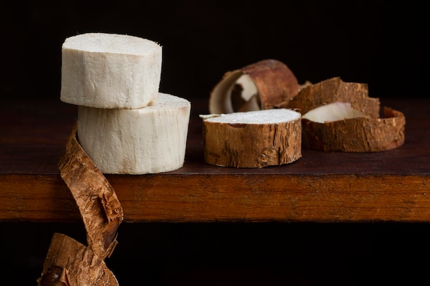 Arrangement of nutritious cassava roots sliced