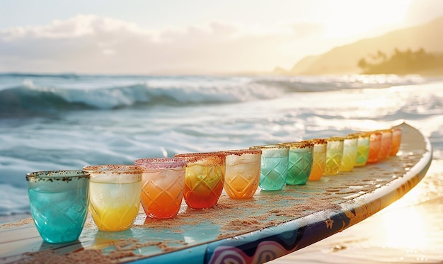 Photo arrangement of tropical drink glasses