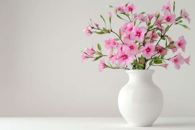 Photo arrangement with spring flowers in white vase