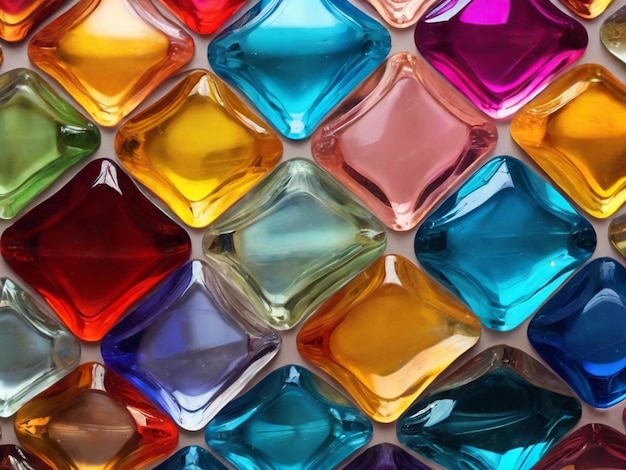 Photo an array of colorful glass stones featuring multiple shapes and shades forming a beautiful and eye