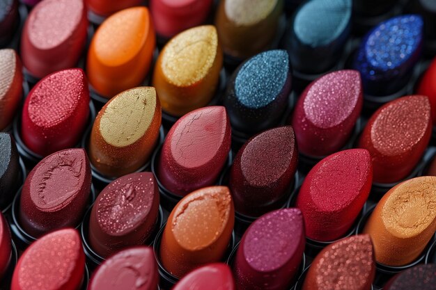 Array of Lipsticks Displayed Together in a Flat Layout