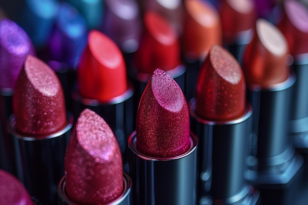 Array of Lipsticks Displayed Together in a Flat Layout