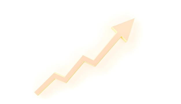 Photo arrow shows growth in financial indicators isolated with white highlights