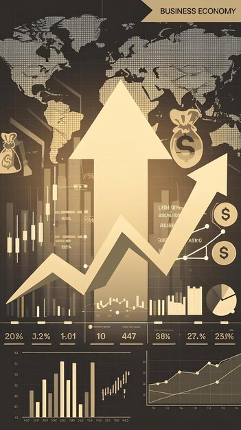 Photo arrow stock market and finance background design for business economy and global inflation graphic