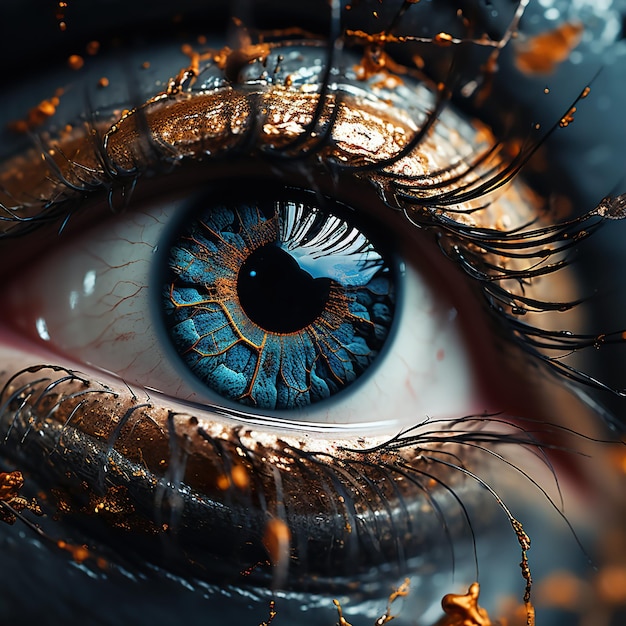 Art of Artificial Intelligence 3D Rendered Colorful Technological Human Eye Close Up Aesthetic Power