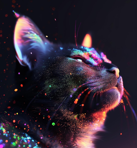 Art of a cat with glitter on their face