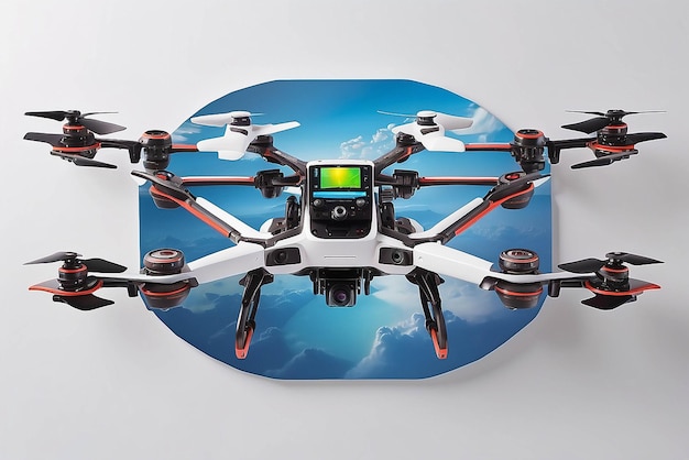 Art on a ceilingmounted drone canvas with AIgenerated content mockup