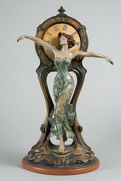 Photo art deco clock figurine time and beauty in porcelain