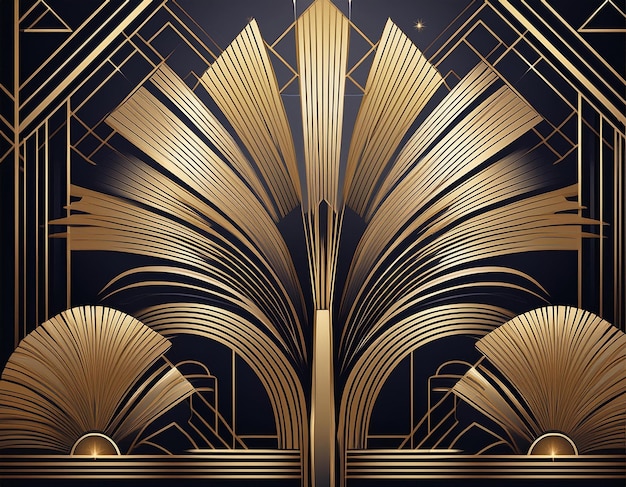 Photo art deco elements like sharp lines and metallic accents into a modern setting