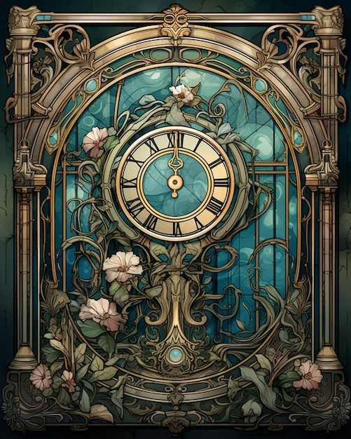 Art Deco Frame for a Poster with a Clock