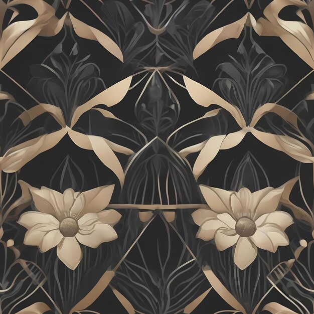 Photo art deco garden a glamorous pattern with stylized flowers and geometric shapes