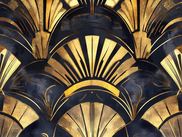 Photo art deco inspired opulent golden geometric pattern background