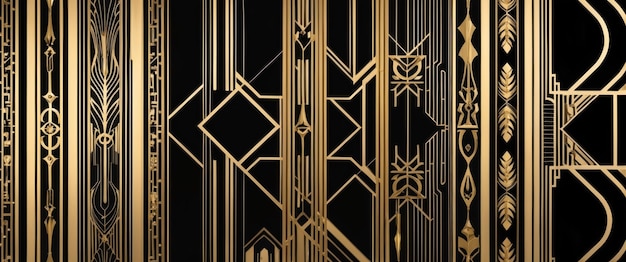 Photo art deco inspired patterns in gold and black perfect for elegant decor