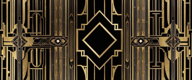 Photo art deco inspired patterns in gold and black perfect for elegant decor