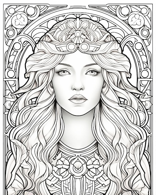 Art Deco Ornate Black White Coloring