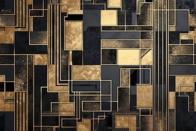 An art deco style geometric pattern in metallic hues AI generated