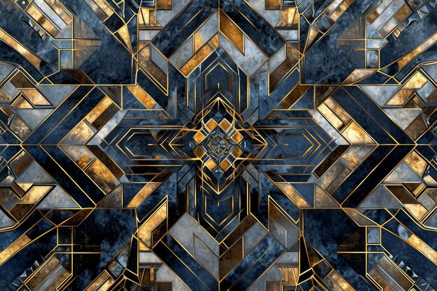 An art deco style geometric pattern in metallic hues AI generated