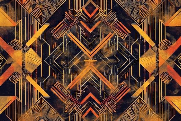 An art deco style geometric pattern in metallic hues AI generated