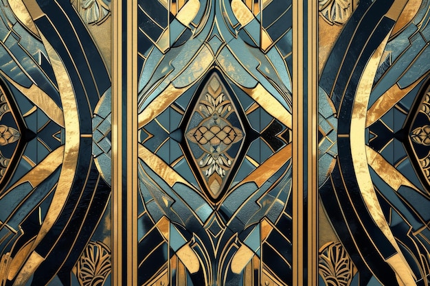 An art deco style geometric pattern in metallic hues AI generated