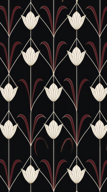 Photo art deco tulip wallpaper pattern graphics tile