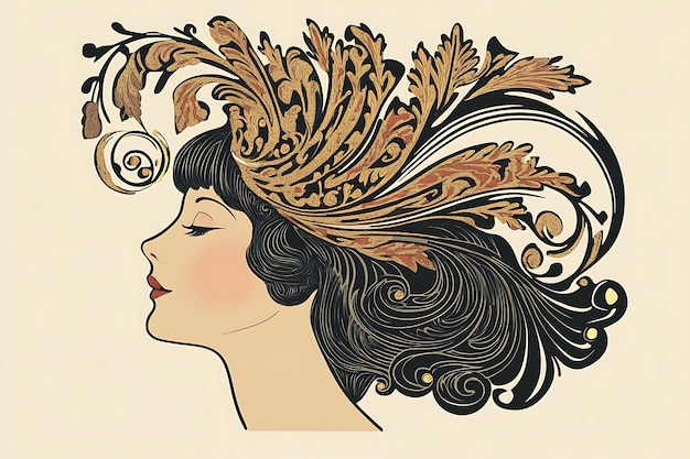 Art Deco Woman with Floral Design