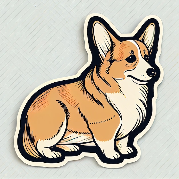 Art design in corgi sticker die cut of dog with minimal concept