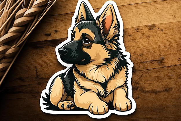 Art design in german shepherd sticker die cut of dog with minimal concept